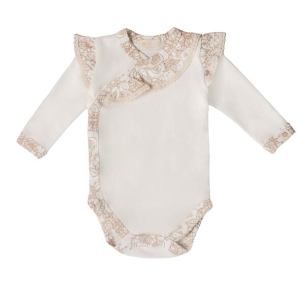 kimono bodysuit with ruffle organic cotton baby scaled